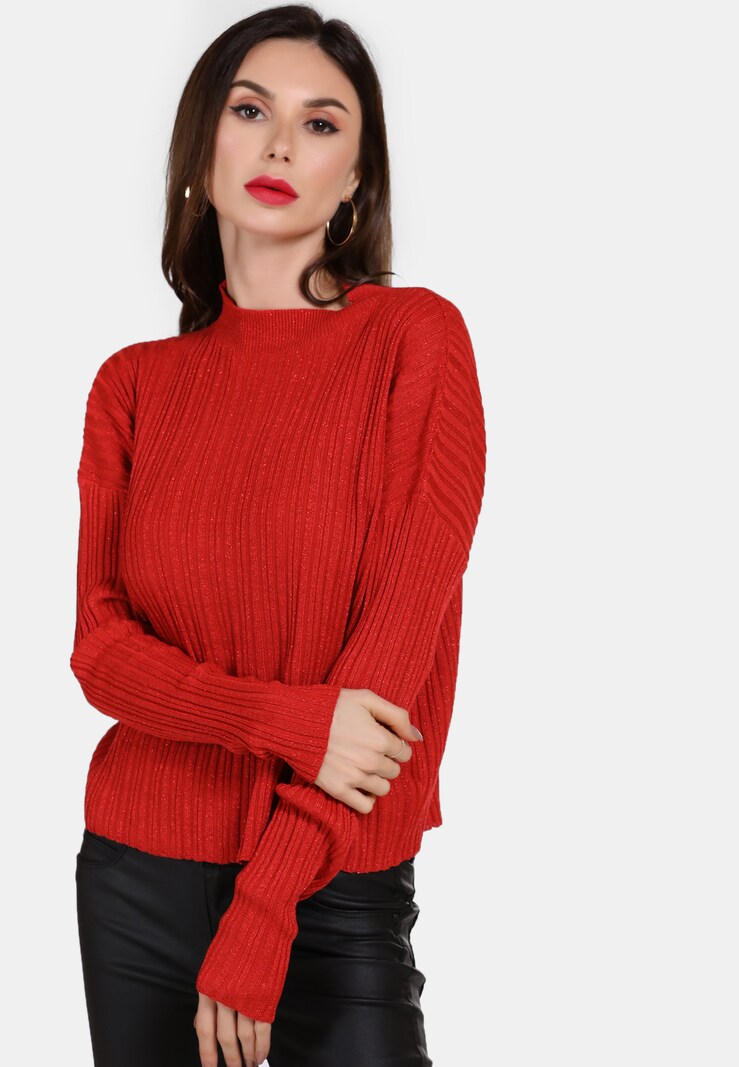 Women Clothing faina Basic sweaters Rusty Red