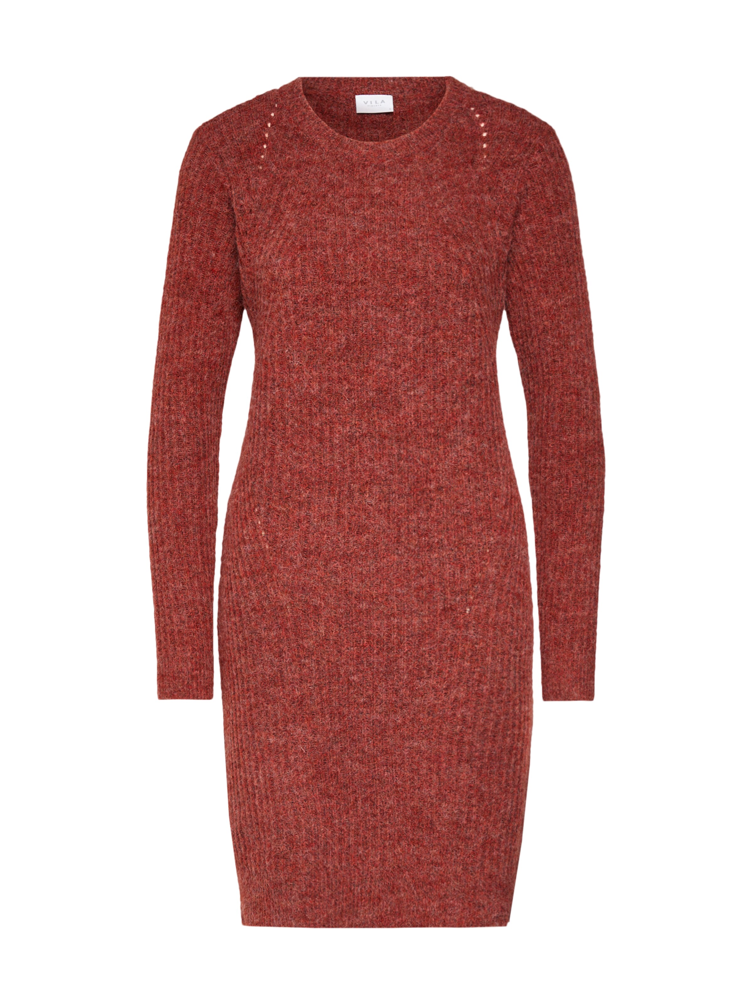 VILA - Jurk 'VILOWSA KNIT L/S DRESS' in de kleur Roestrood