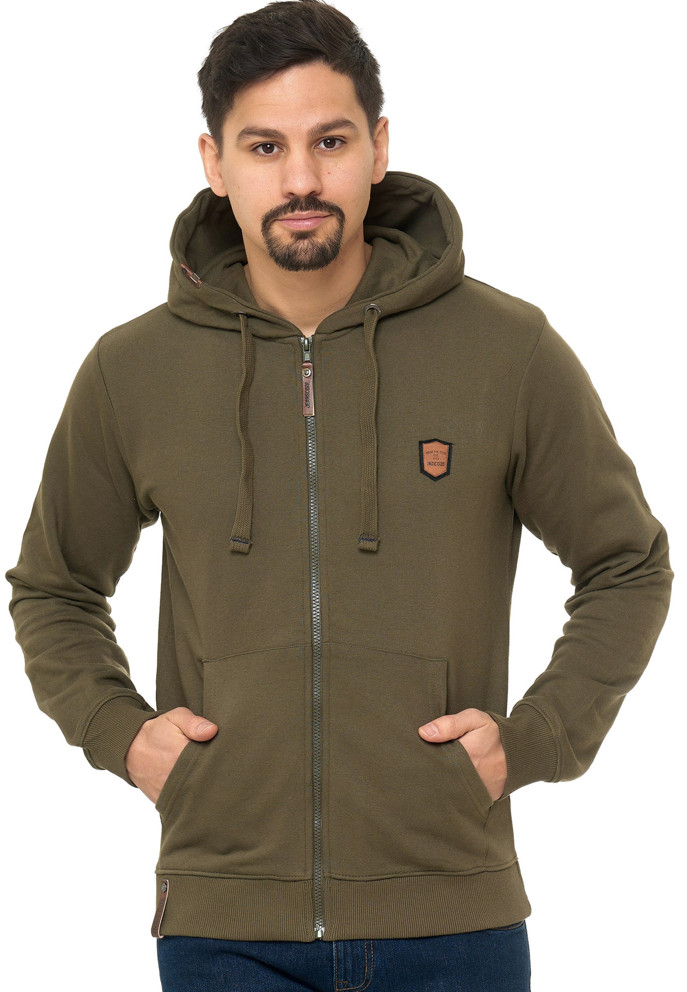 INDICODE JEANS Sweatvest 'Braidwood' in Groen: voorkant