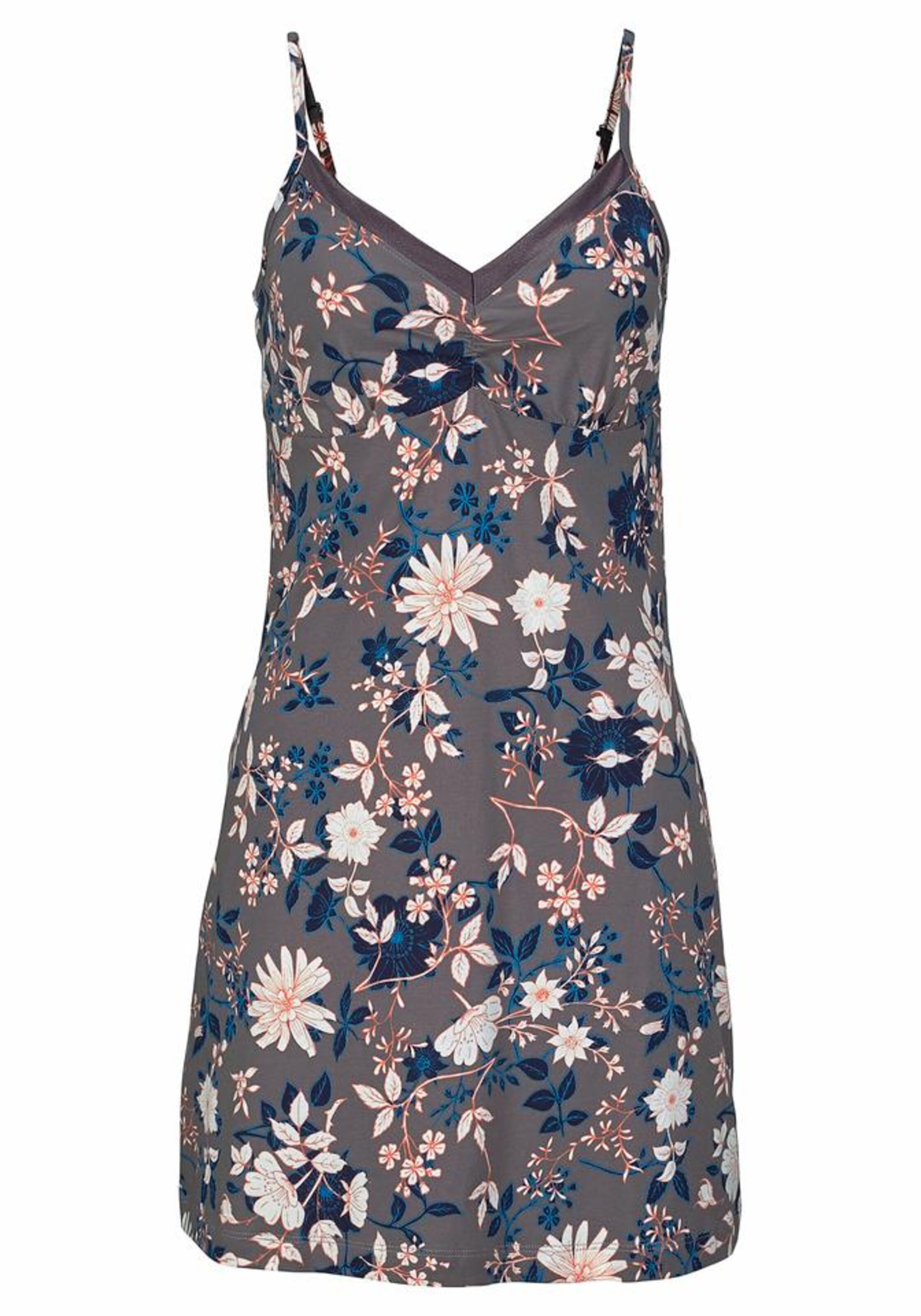 s.Oliver - Bodywear Negligé mit Satin am Ausschnitt in blau