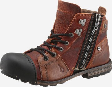 YELLOW CAB Lace-Up Boots in Brown: front