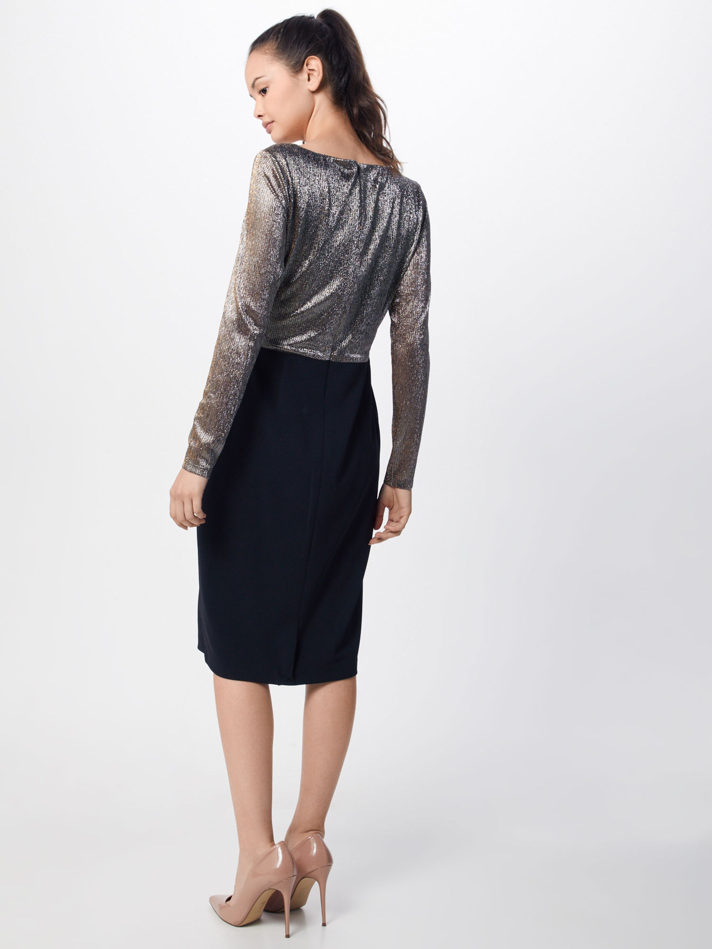 Lauren Ralph Lauren Koktejlové šaty 'ALEXIE-LONG SLEEVE-COCKTAIL DRESS' - zlatá / černá: Pohled zezadu