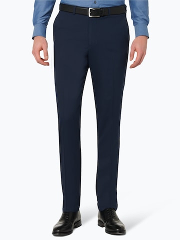 Finshley & Harding Slim fit Pleated Pants in Blue: front