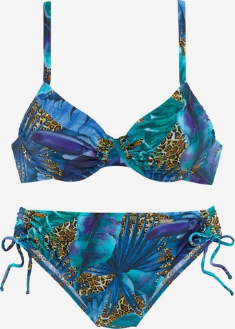 LASCANA T-shirt Bikini 'Elena' in Blue: front