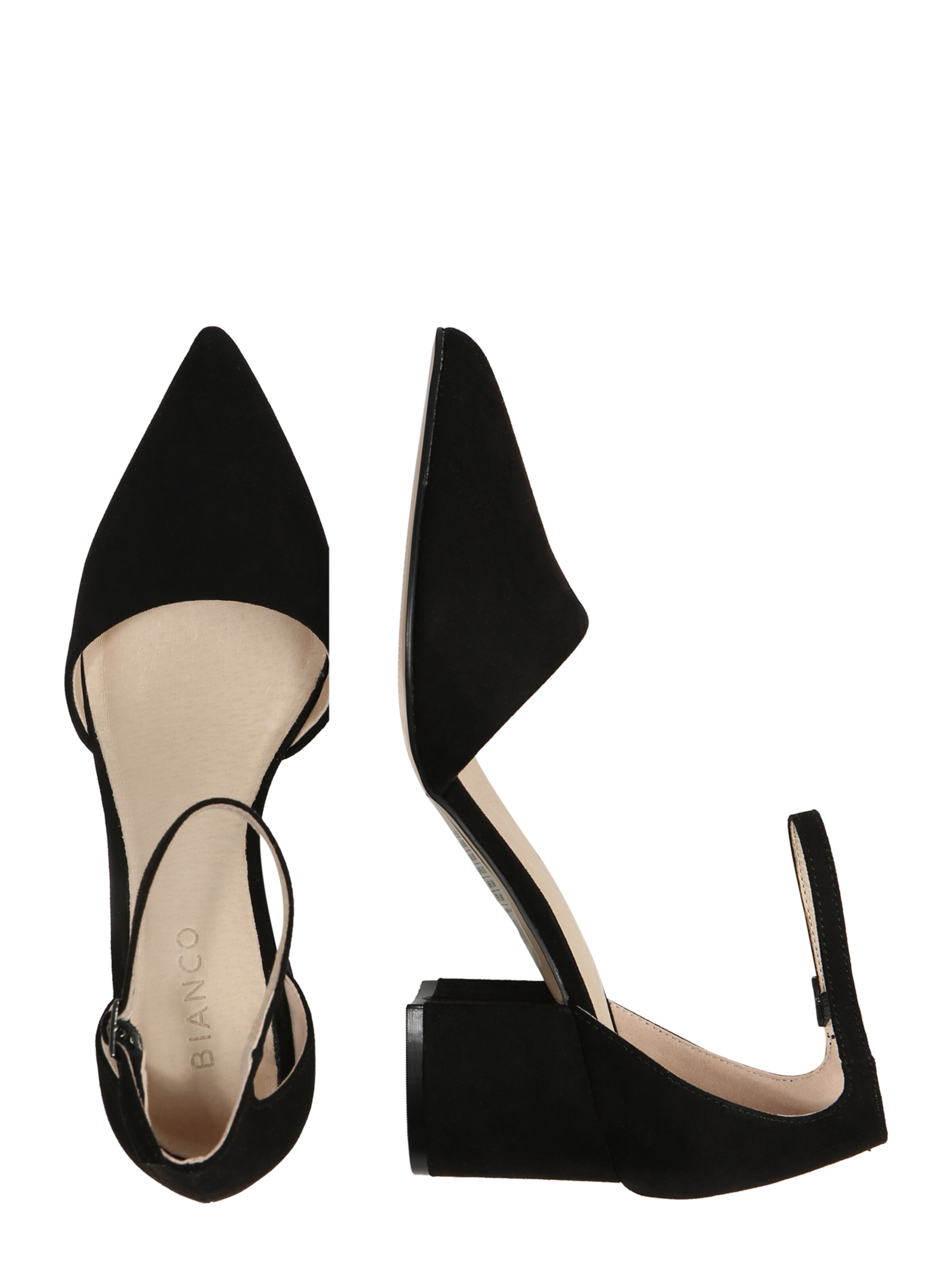 Bianco Čevlji s peto in s paščki 'Divived D'orsay' | črna barva