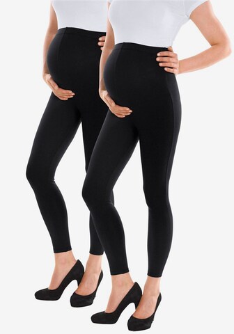 Neun Monate Skinny Umstandsleggings (Packung, 2 Stück) in Schwarz: predná strana