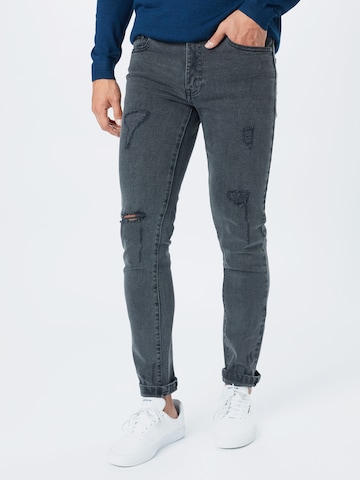 Denim Project Slimfit Jeans 'MR. RED' in Grijs: voorkant