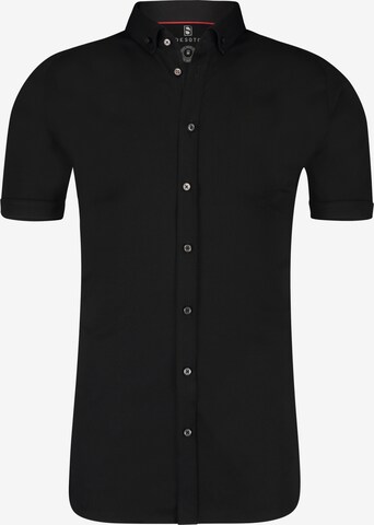 DESOTO Slim fit Button Up Shirt in Black: front