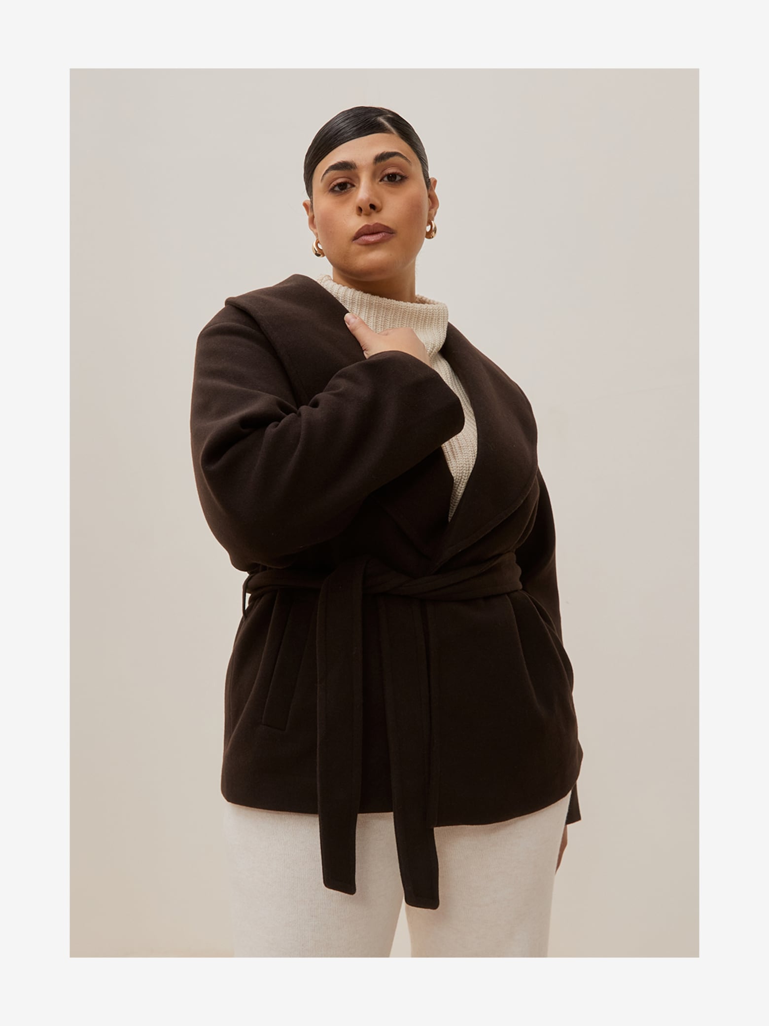 Alexa - Brown Shortcoat and Knit Set Look
