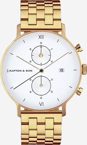 Kapten & Son Analog Watch 'Small Chrono Steel' in Gold: front