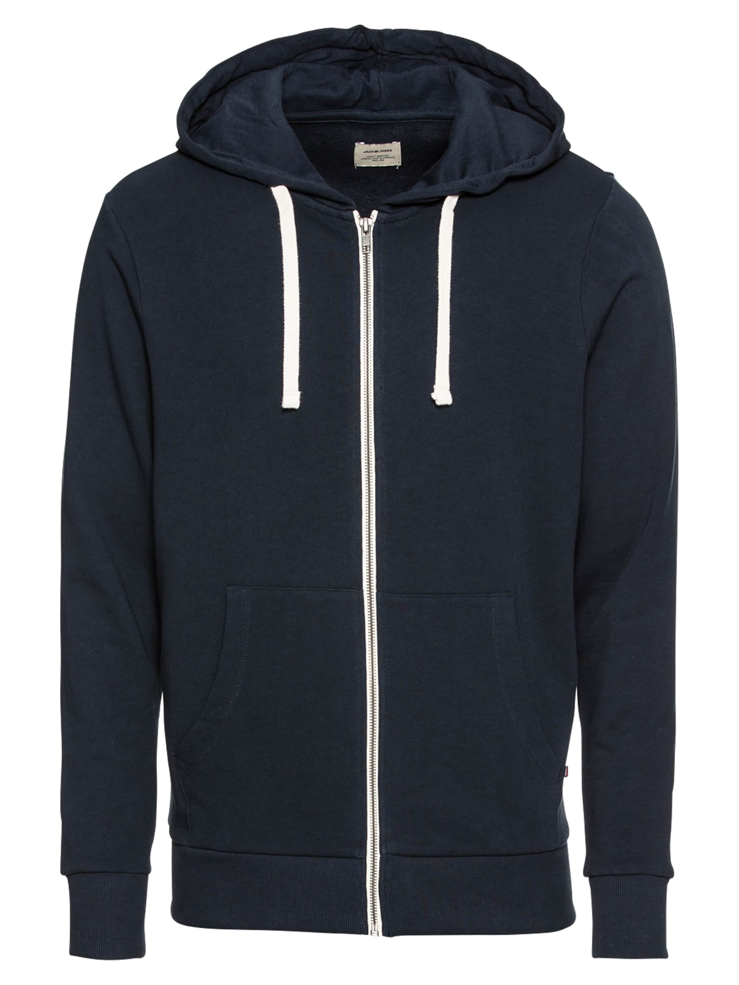 JACK & JONES - Sweatshirt 'JJEHOLMEN SWEAT ZIP HOOD NOOS' in de kleur Navy