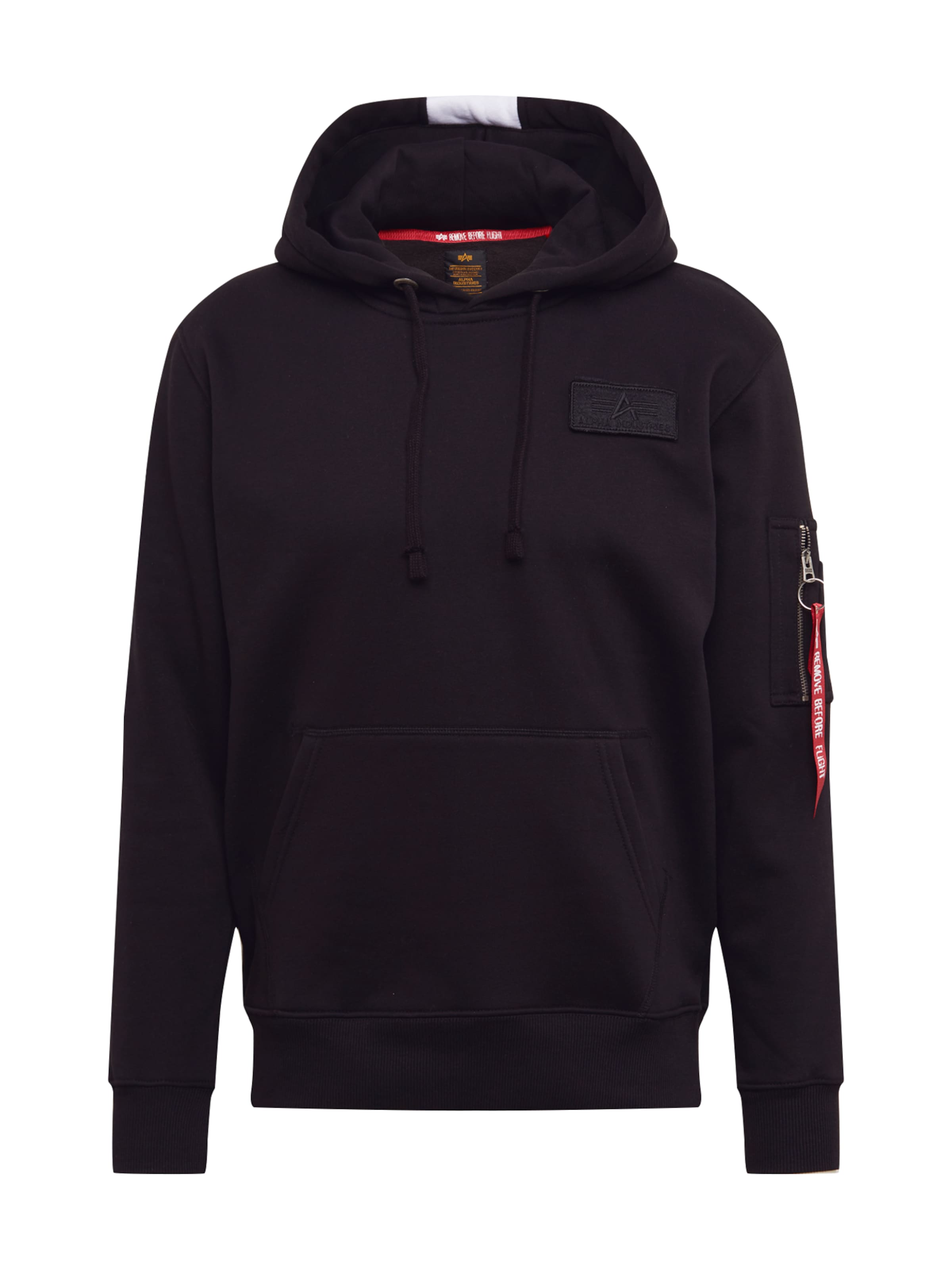 ALPHA INDUSTRIES Sweatshirt 'Red Stripe' in Black: front