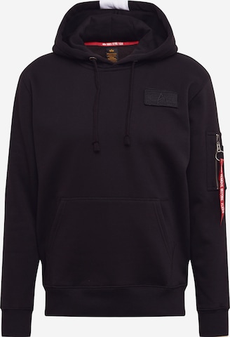 ALPHA INDUSTRIES - Sweatshirt 'Red Stripe' em preto: frente