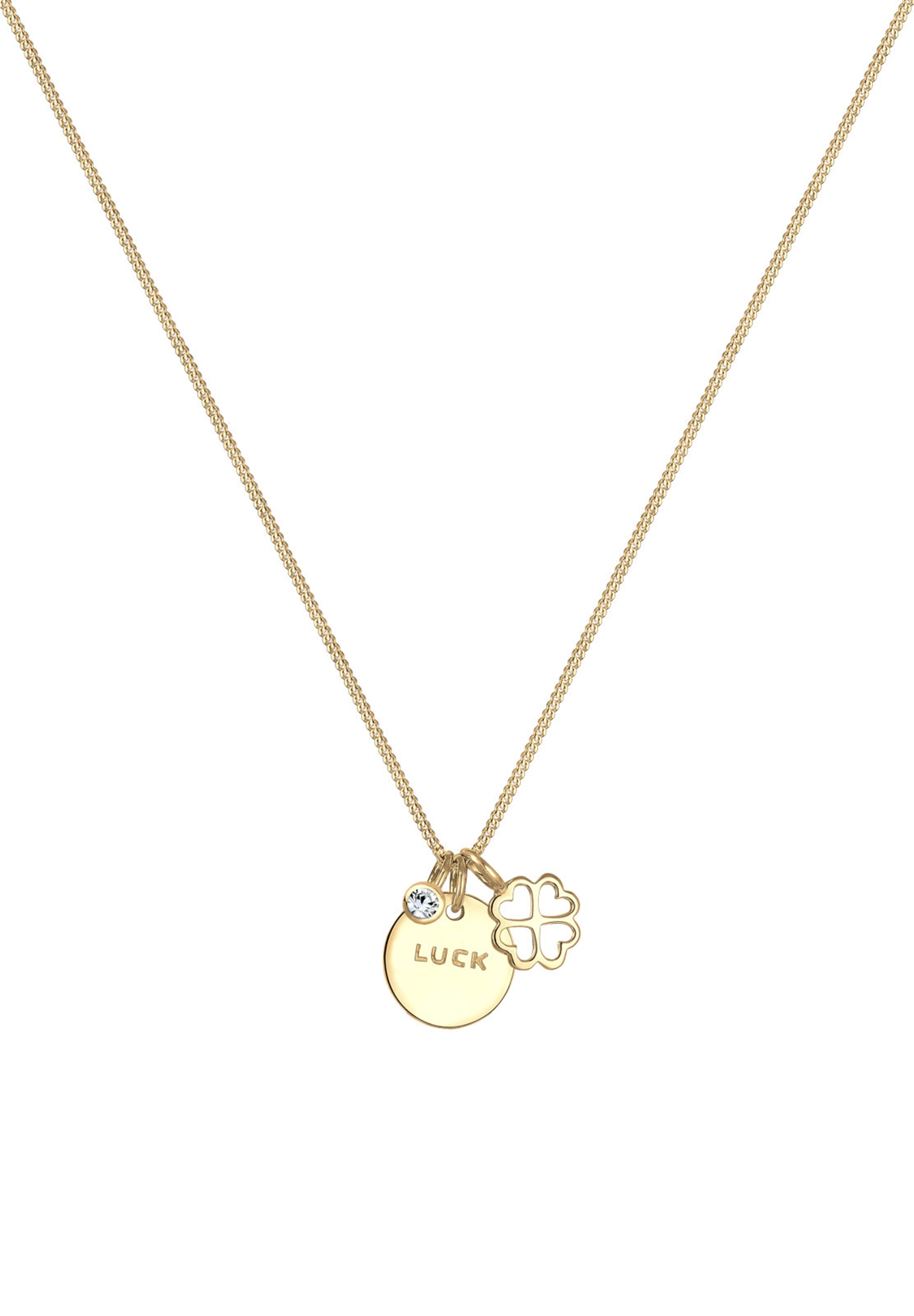 ELLI Necklace 'Kleeblatt & Luck' in Gold: front