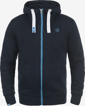 !Solid Zip-Up Hoodie 'Benn High-Neck' in Blue: front