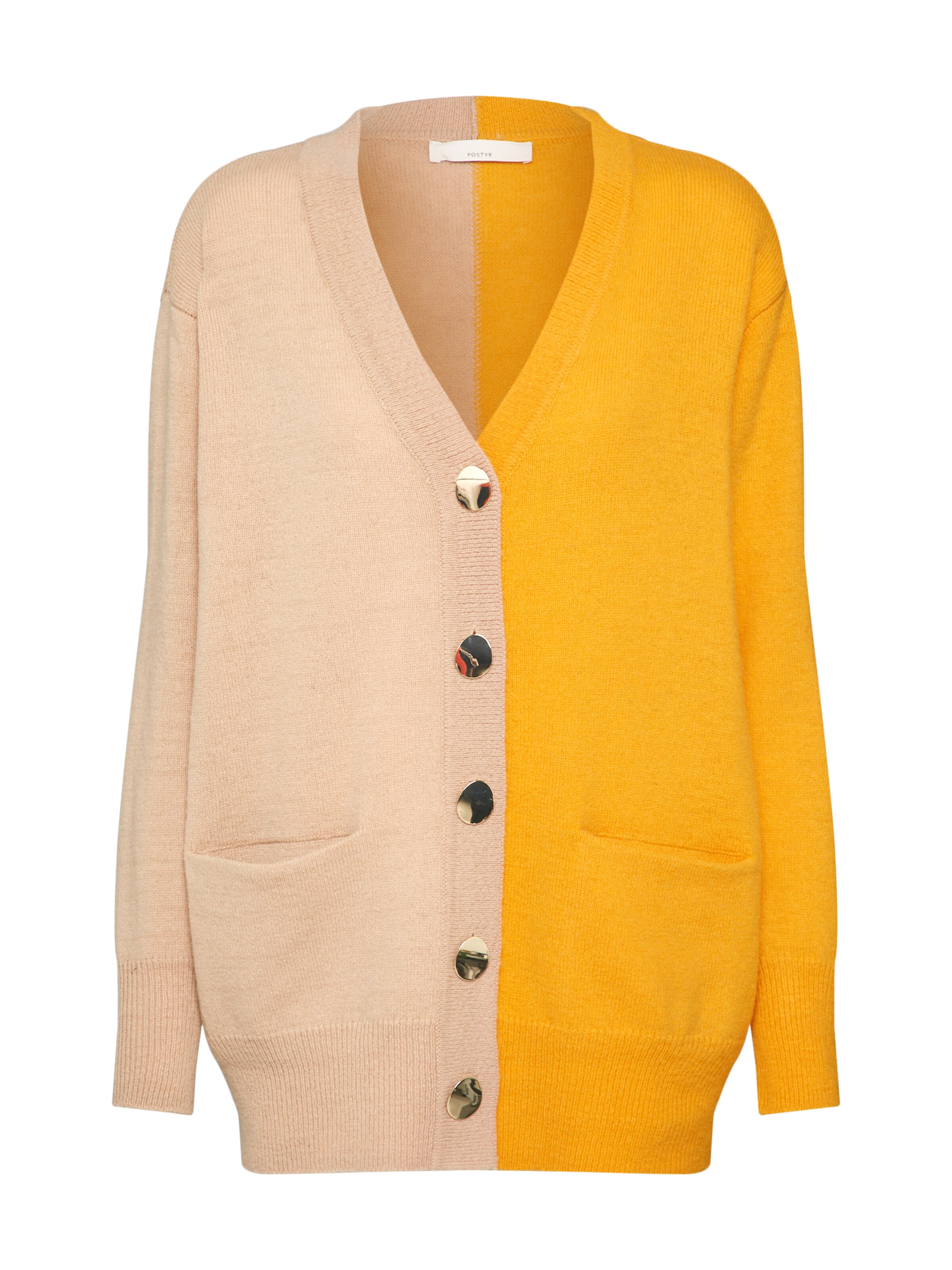 POSTYR - Gebreid vest in de kleur Goudgeel