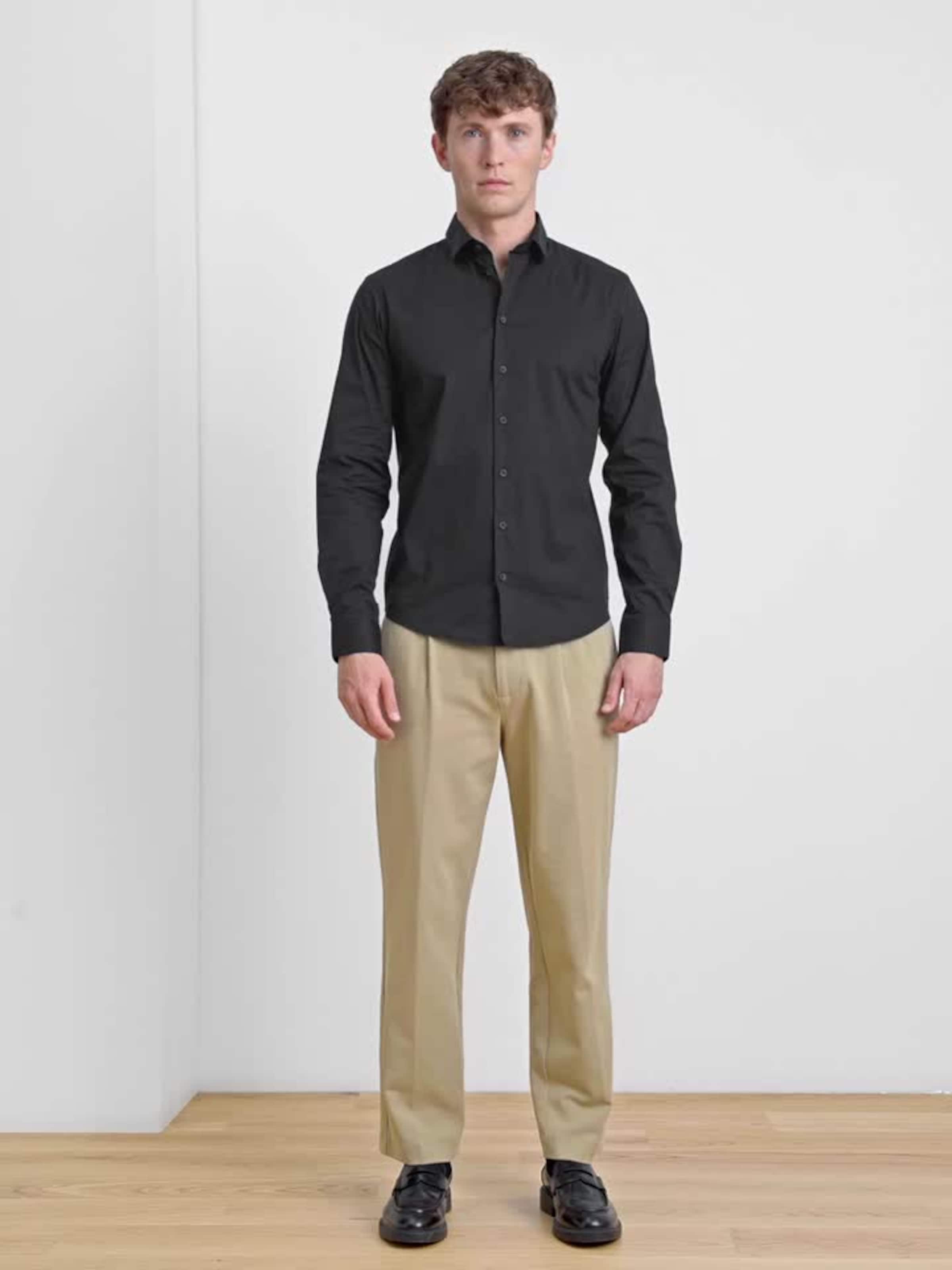Casual Friday Slim fit Business Shirt in Black | ABOUT YOU