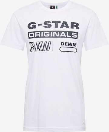 G-Star RAW T-shirt 'Graphic 8' i vit: framsida