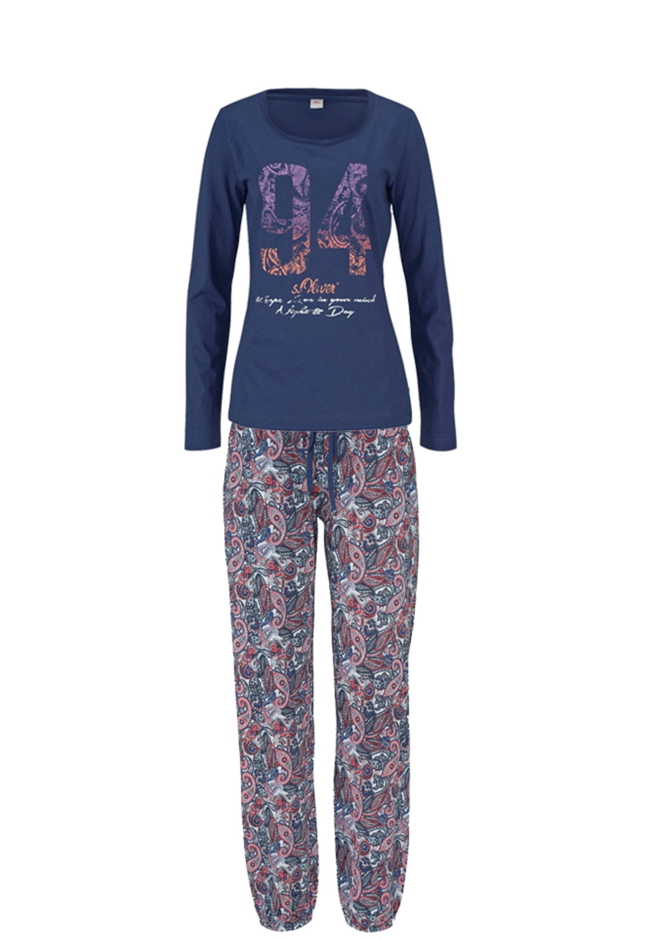 s.Oliver - Pyjama mit mehrfarbigem Paisleymuster in blau