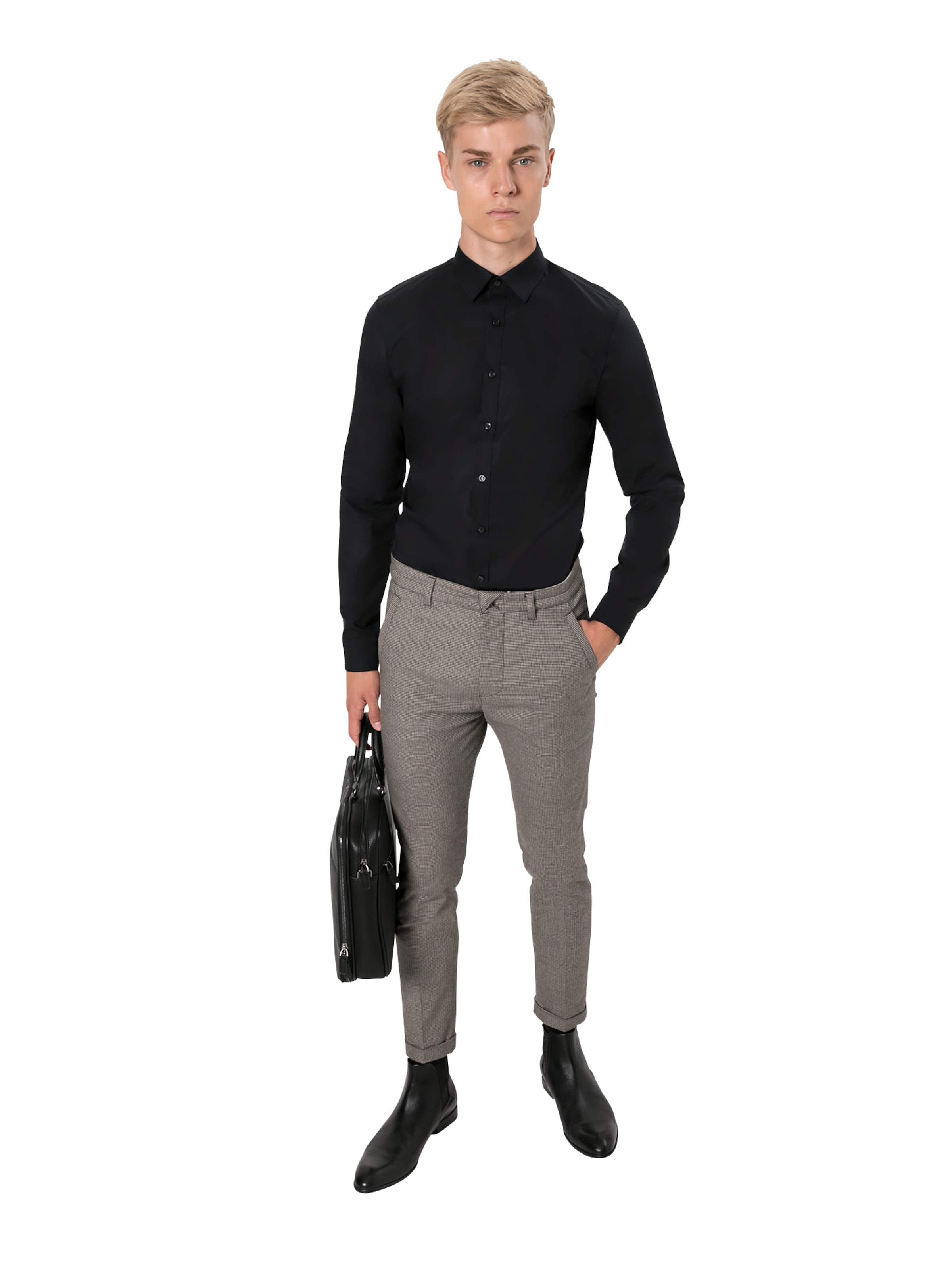 OLYMP Πολύ εφαρμοστό Πουκάμισο για το γραφείο 'No. 6' σε μαύρο