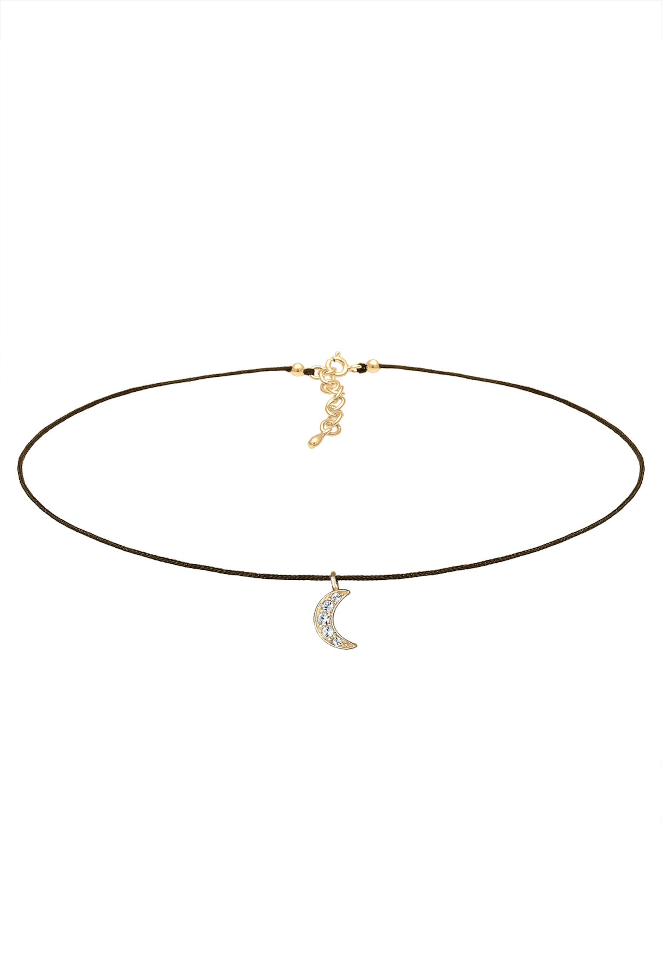 ELLI Kette 'Halbmond' in Schwarz: Vorderseite