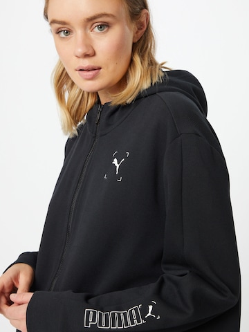 PUMA Athletic Zip-Up Hoodie in Black