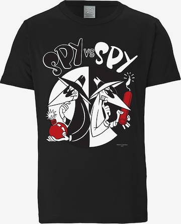 LOGOSHIRT T-Shirt "Spion und Spion" in Schwarz: predná strana
