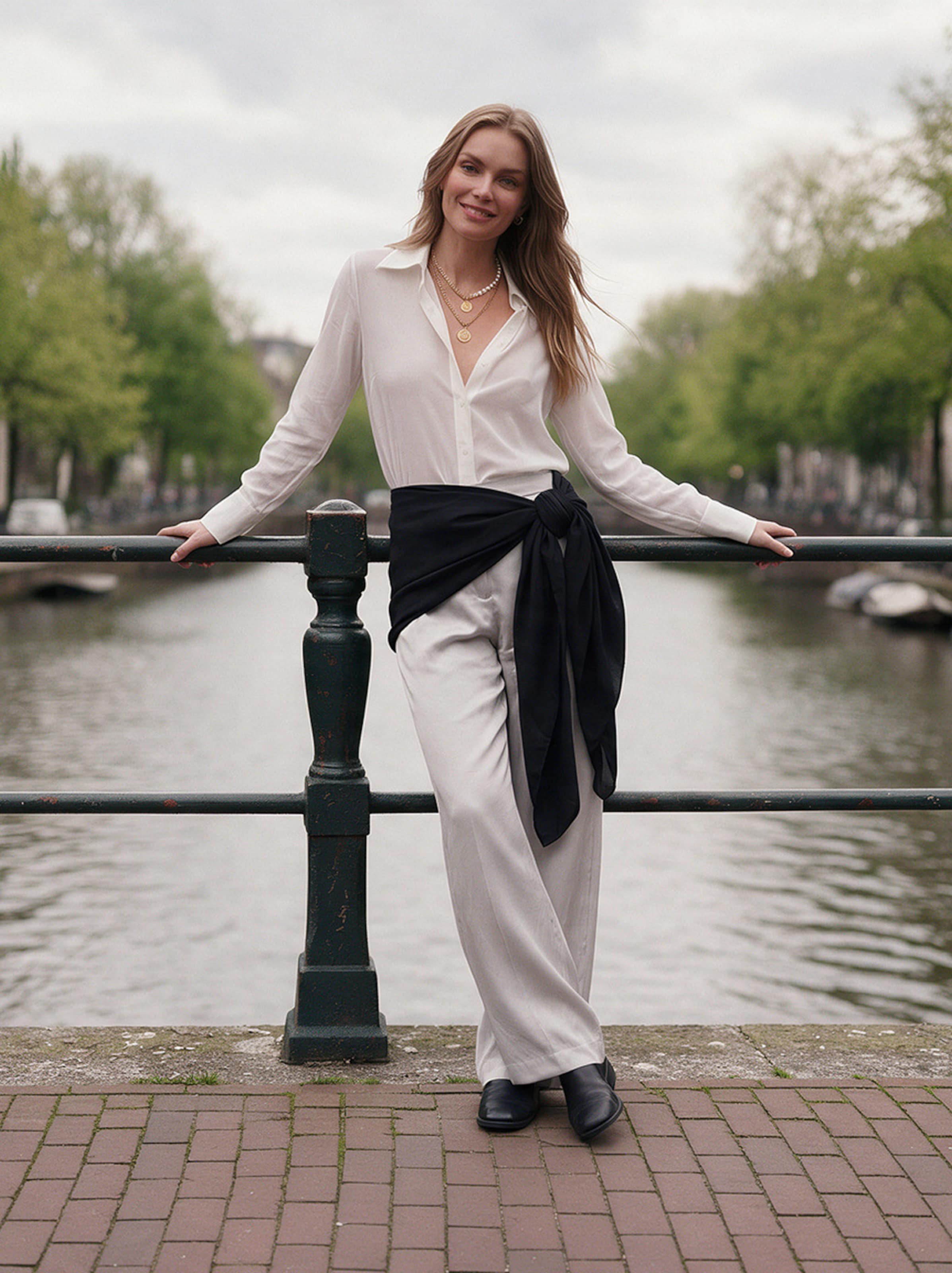 The AY Style Collective - White Satin Waist Belt Look