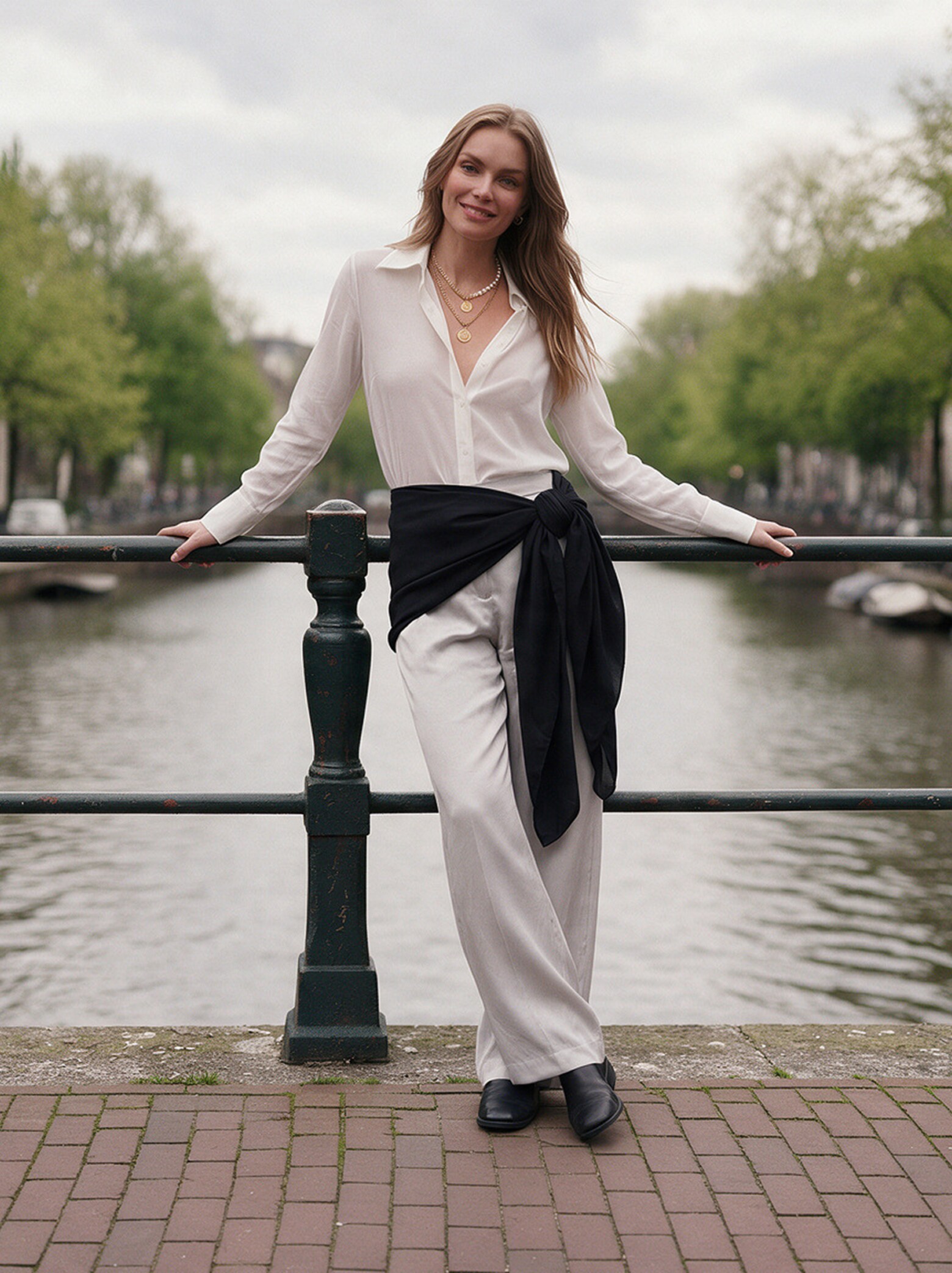 The AY Style Collective - White Satin Waist Belt Look