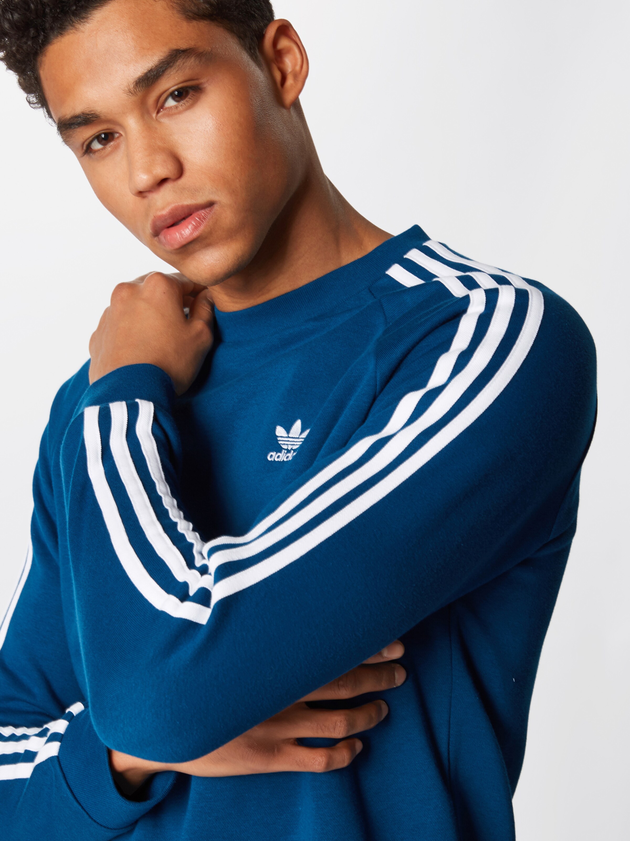 adidas originals 3 STRIPES LS T Shirt blue bei