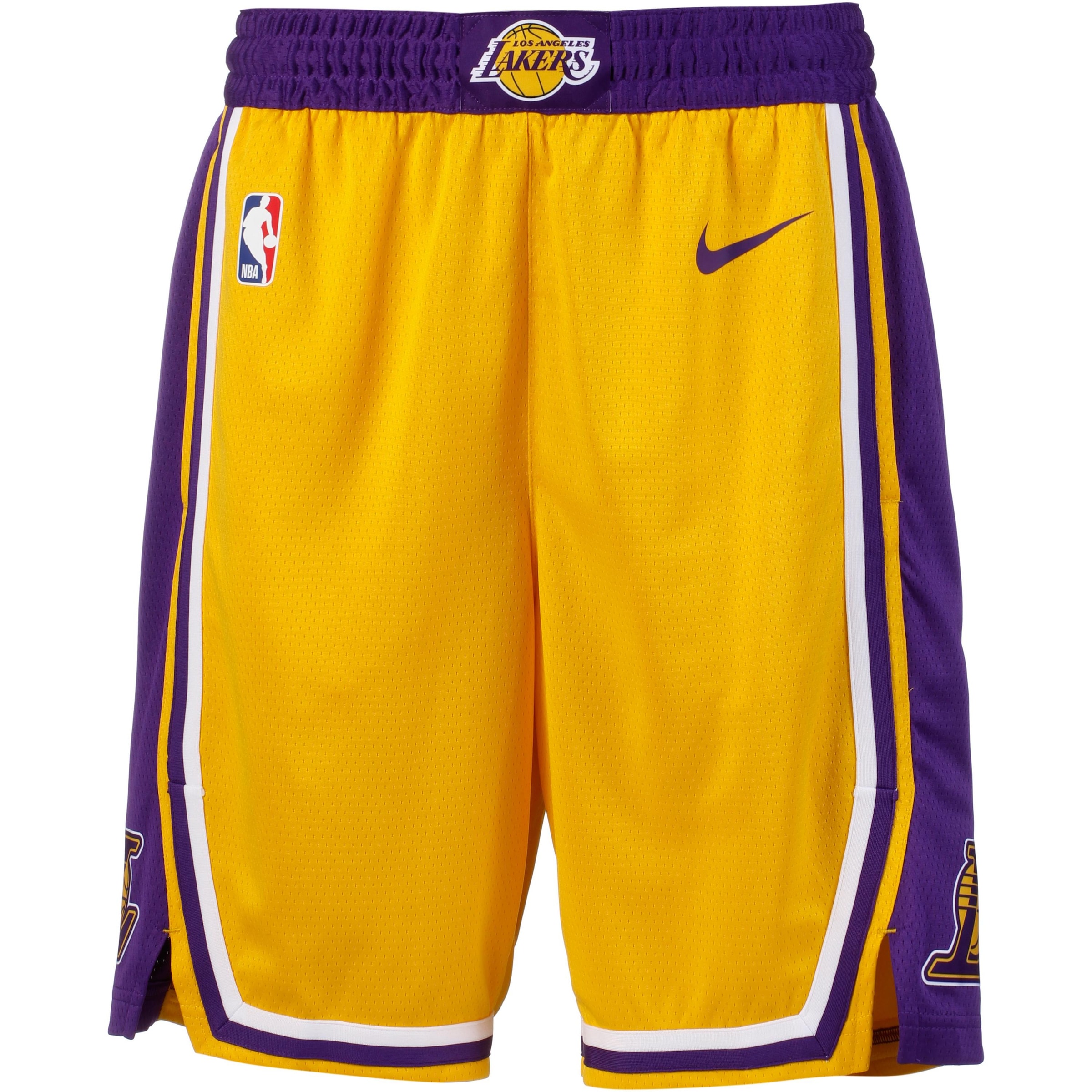 NIKE Basketball-Shorts 'Los Angeles Lakers' in gelb / dunkellila / weiß, Produktansicht