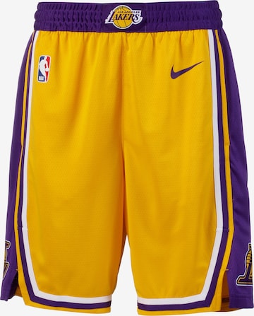 NIKE Boot cut Workout Pants 'Los Angeles Lakers' in Yellow: front