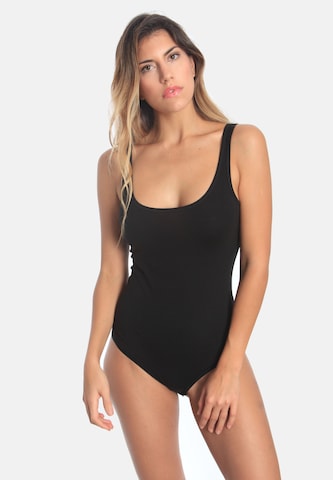 sassa Shirt Bodysuit 'Casual Comfort' in Black: front