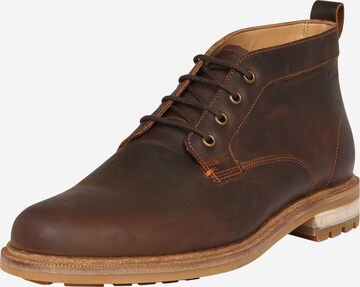 CLARKS Lace-Up Boots 'Foxwell Mid' in Brown: front