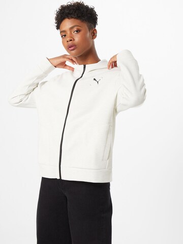 PUMA Athletic Zip-Up Hoodie 'Nu-Tility' in White: front