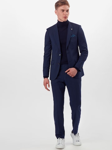 BURTON MENSWEAR LONDON Slimfit Kalhoty s puky – modrá