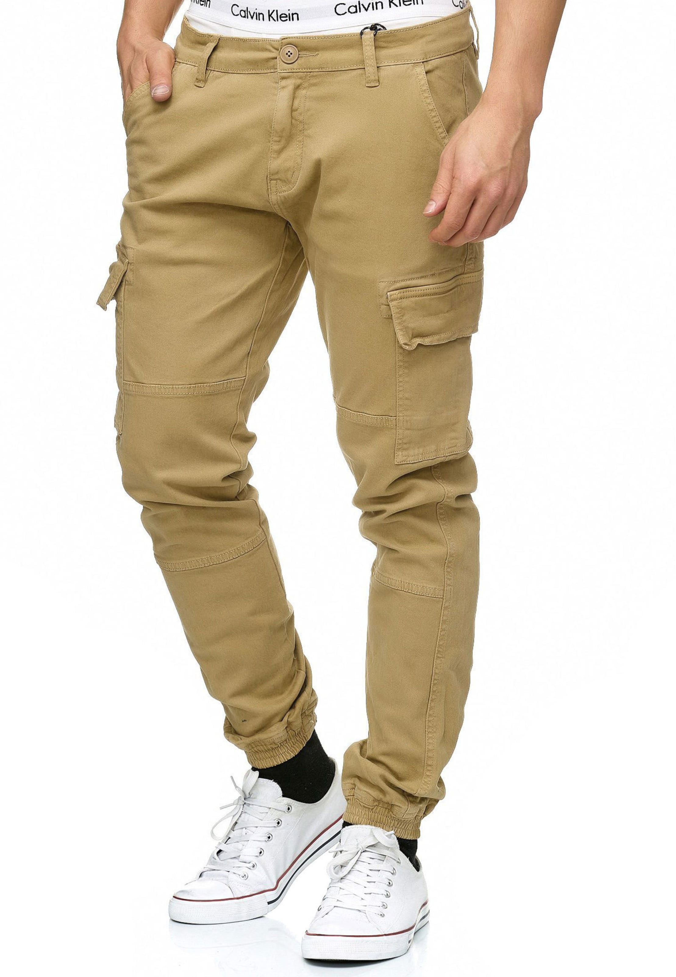 INDICODE JEANS Tapered Cargohose 'August' in Beige: Vorderseite