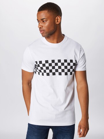 T-Shirt 'Check Panel' Urban Classics en blanc : devant