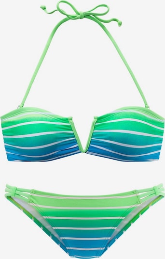 VENICE BEACH Bikini, krāsa - debeszils / neonzaļš / balts, Preces skats