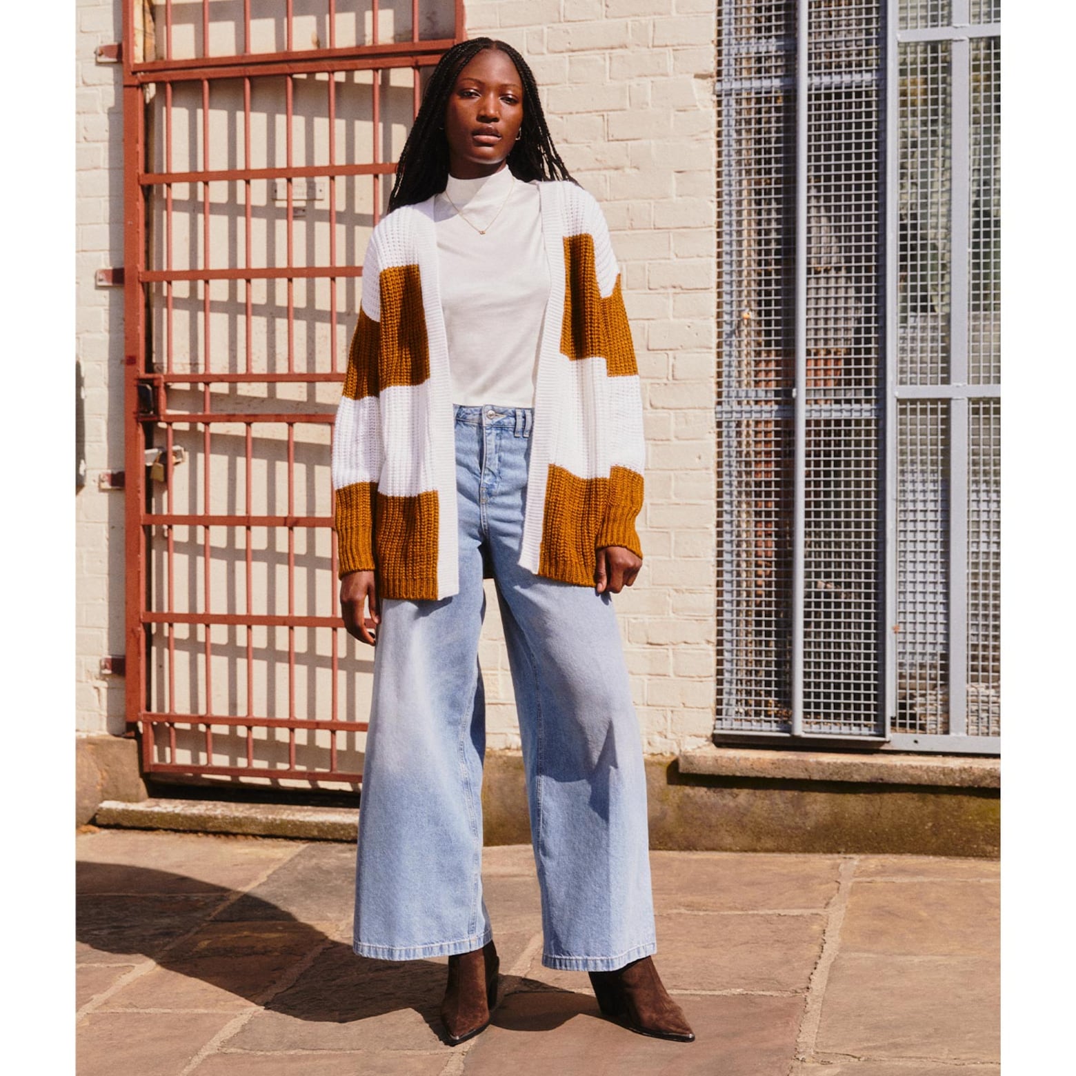 Mopesola - Striped Knit Denim Look