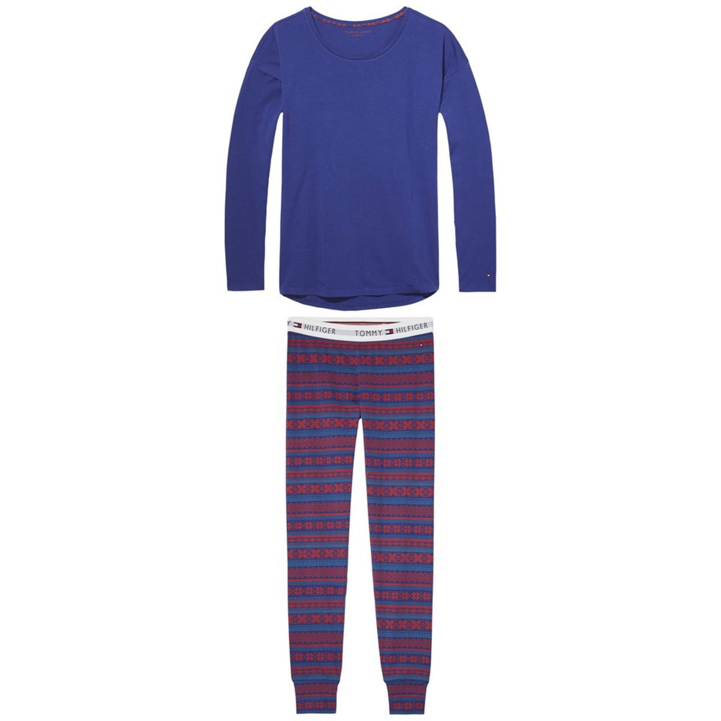 TOMMY HILFIGER - Schlafanzug »Cotton set ls iconic fashion« in blau