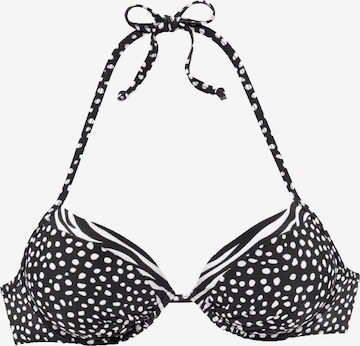 LASCANA Push-up Bikini Top in Black: front