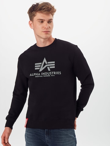 ALPHA INDUSTRIES Regular fit Sweatshirt 'Reflective Print' in Zwart: voorkant