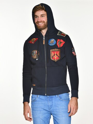 TOP GUN Sweat jacket 'TGD1707' in Blue: front