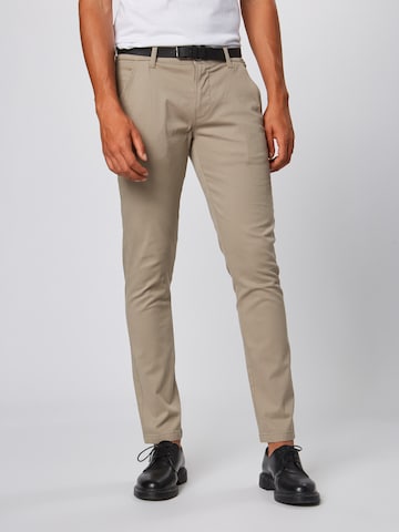Lindbergh Slim fit Chino trousers 'Classic' in Beige