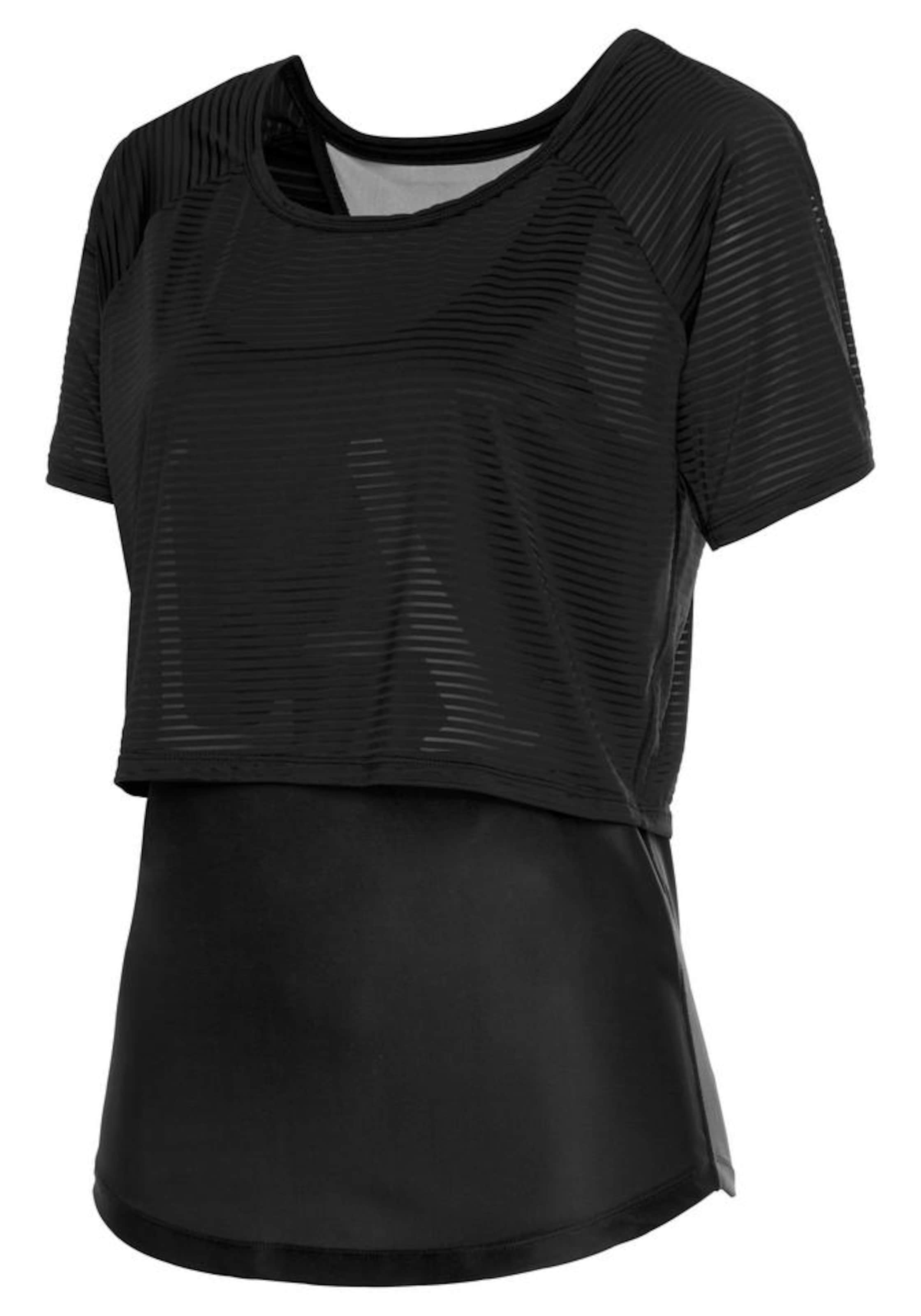 LASCANA ACTIVE Funkčné tričko 'Digital Mauve' - Čierna