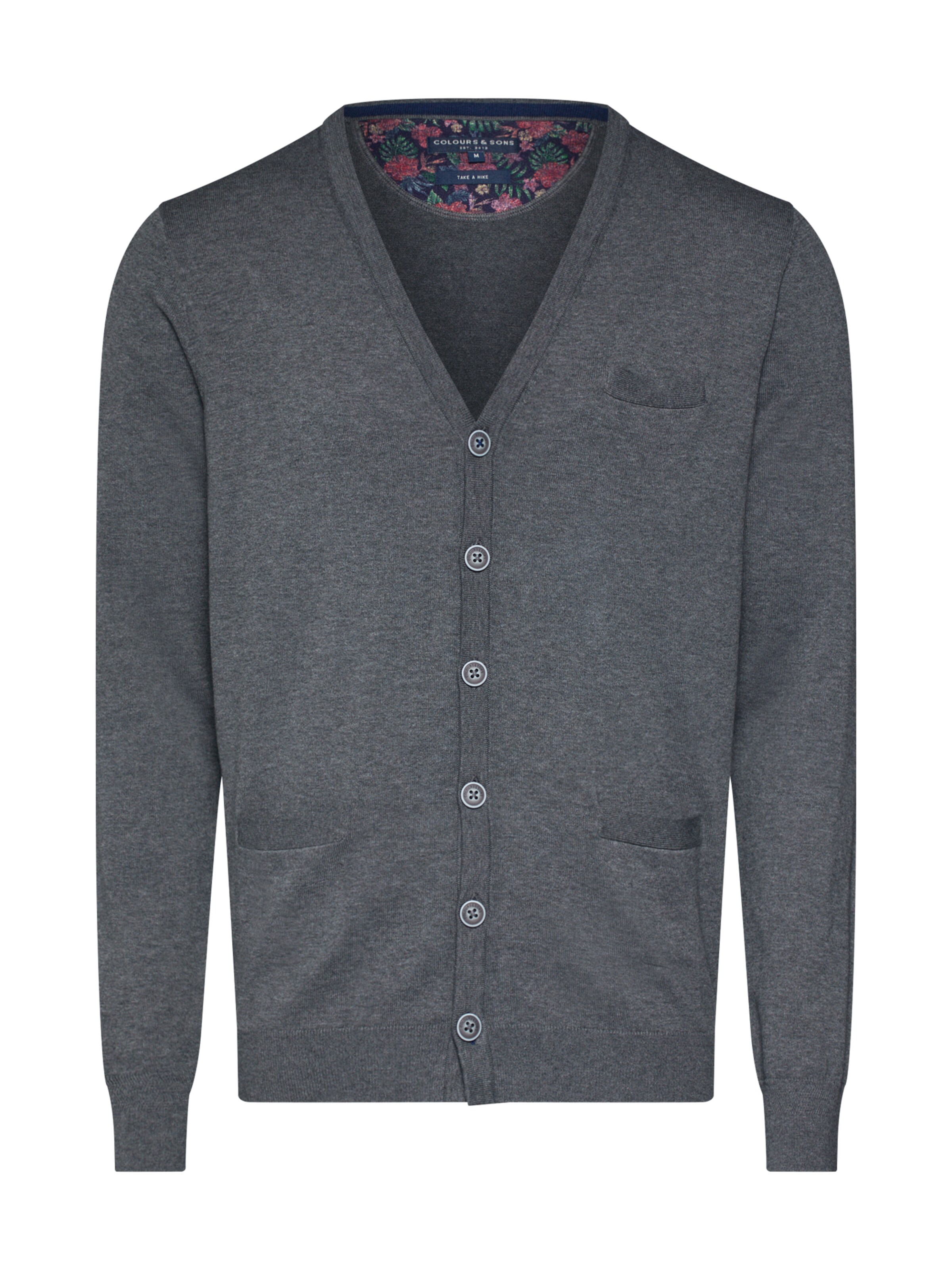 COLOURS & SONS - Gebreid vest 'Ingo' in de kleur Donkergrijs