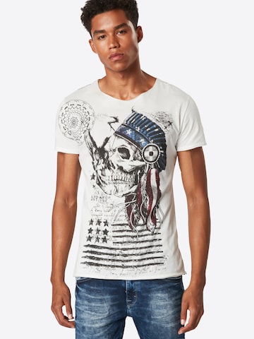 Key Largo T-shirt 'Indian Skull' i vit: framsida