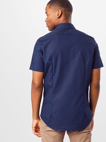 SEIDENSTICKER Slim fit Button Up Shirt in Blue: back