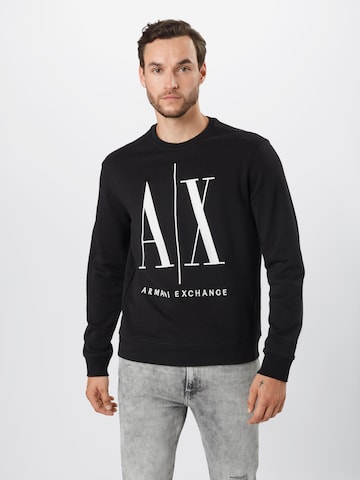 ARMANI EXCHANGE Rovný strih Mikina - Čierna: predná strana